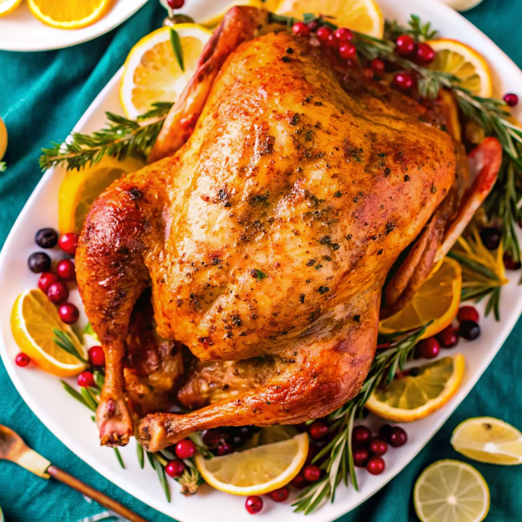 Injecting turkey breast with butter-based marinade.