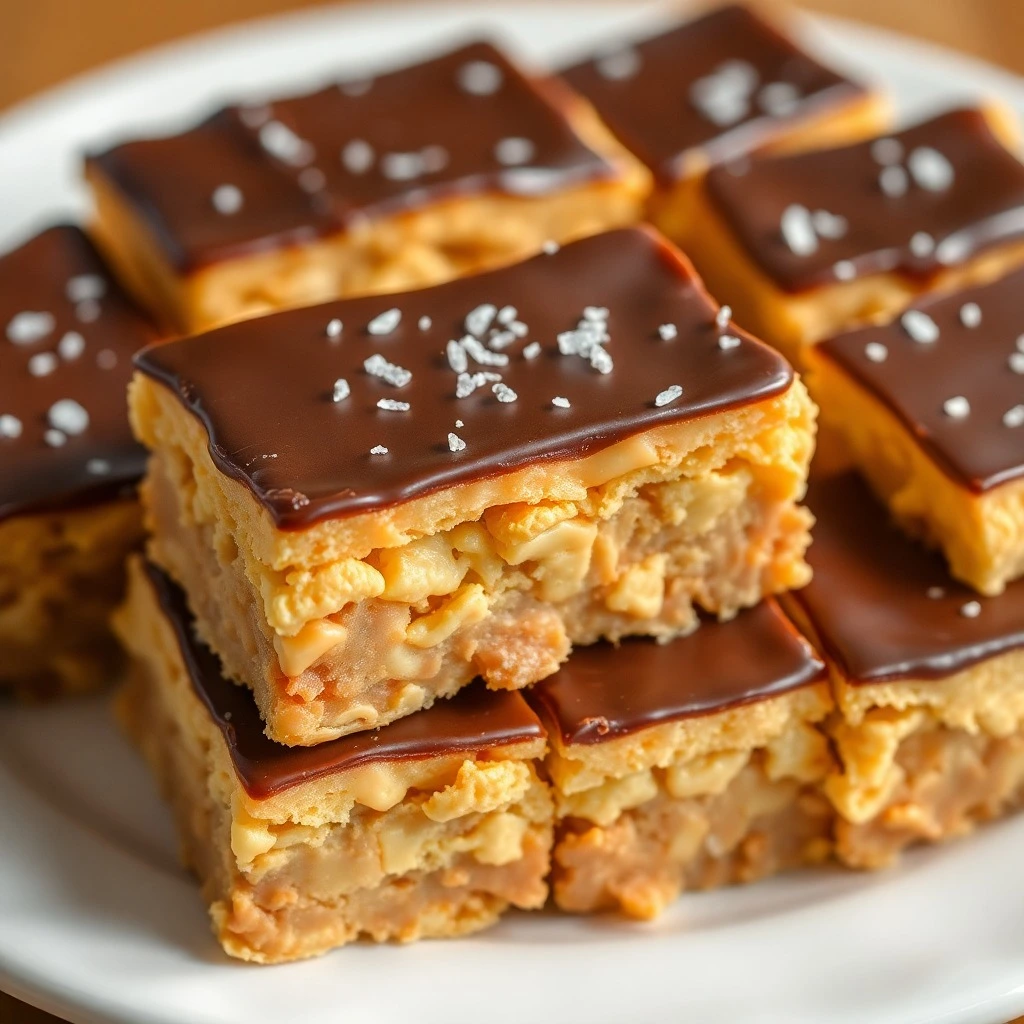 Decadent Cheez-It Peanut Butter and Chocolate squares with visible layers of crackers, peanut butter, and chocolate