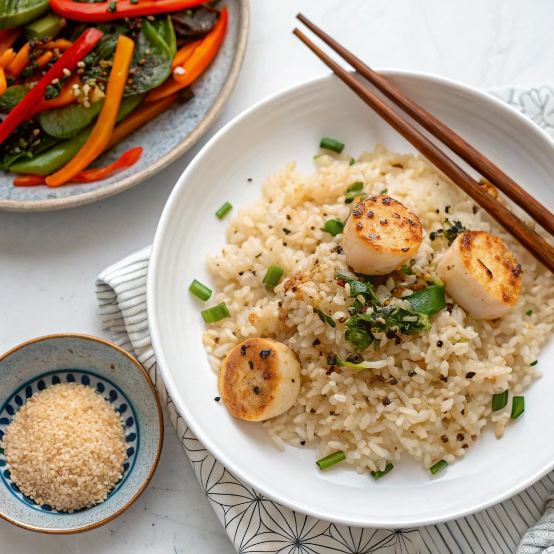 Garlic Butter Rice with Scallop Stir-Fry