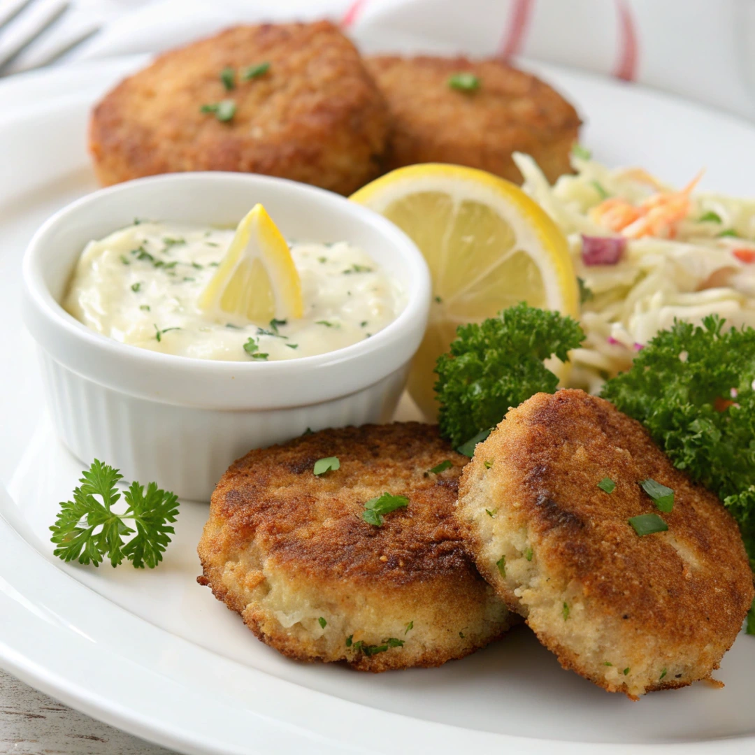 Crispy Fishcakes with Tartar Sauce and Coleslaw