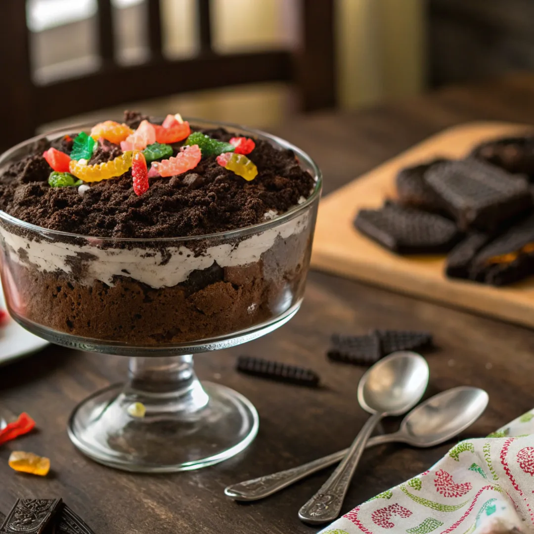 Best Dirt Cake Recipe with Oreo and Gummy Worms