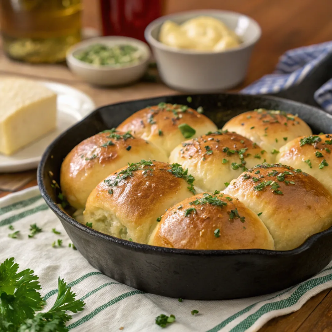 Fluffy garlic butter dinner rolls