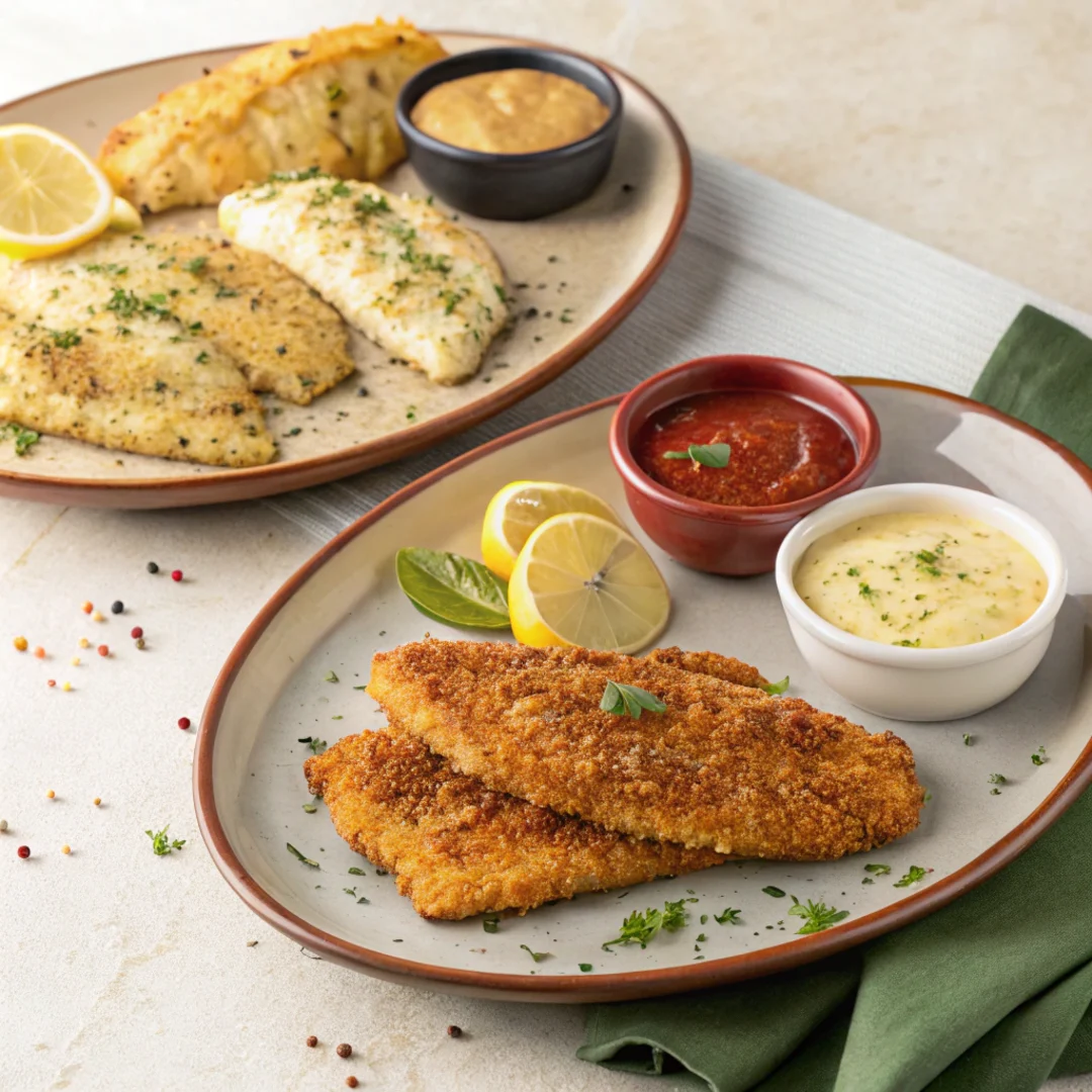 hree air fryer tilapia variations – Parmesan crusted, Cajun spiced, and lemon garlic butter.