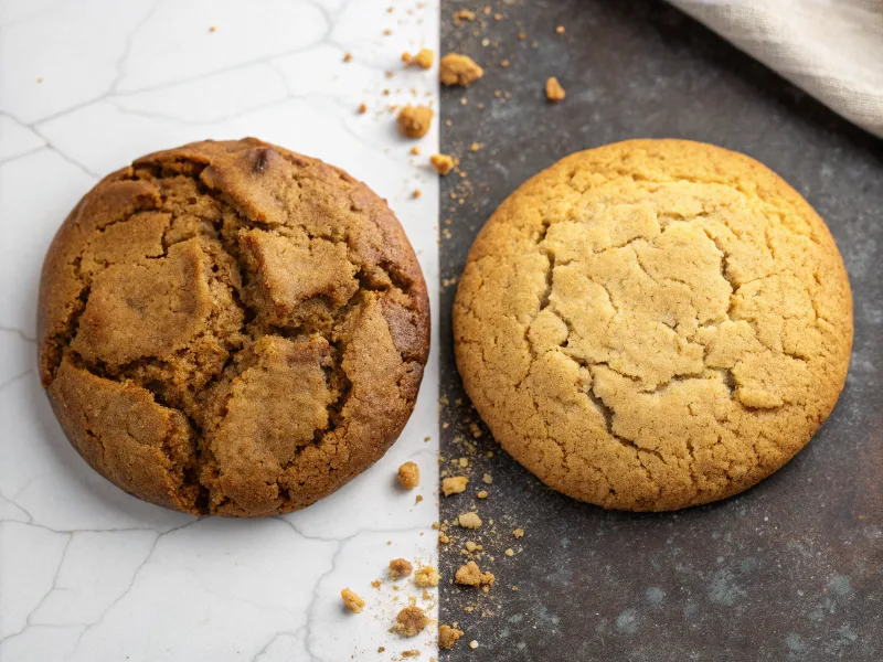 Comparison of perfect vs. overmixed banana bread cookies.