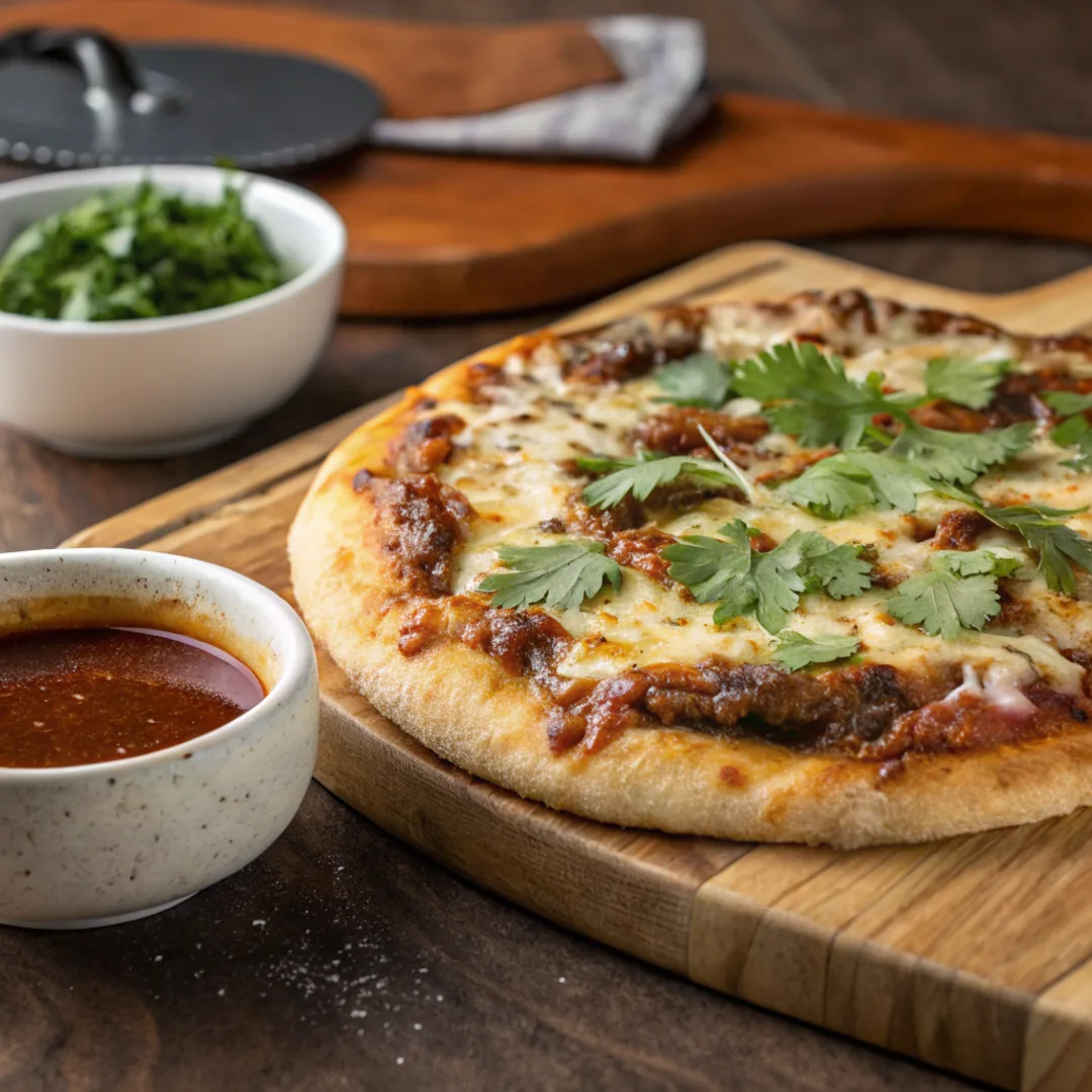 Birria pizza served at a top restaurant