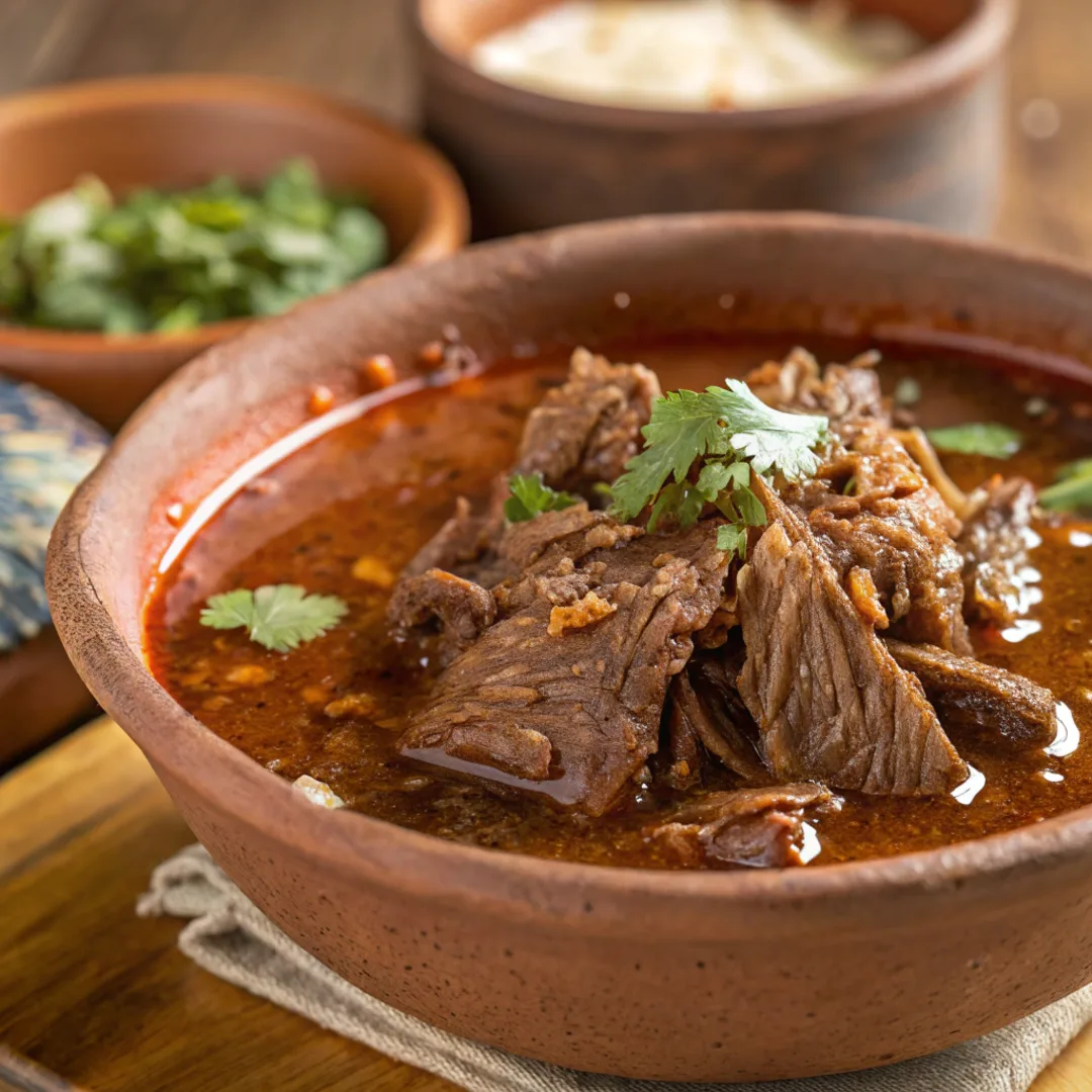 Authentic birria meat slow-cooked in consommé