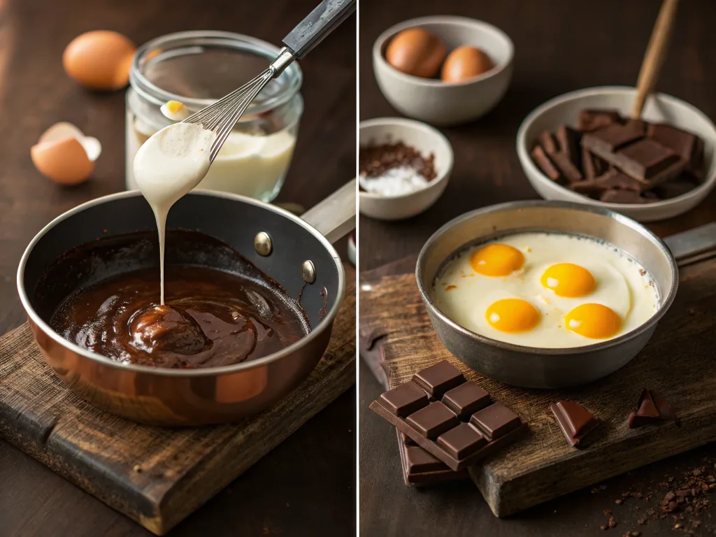 Step-by-step process of making chocolate crémeux