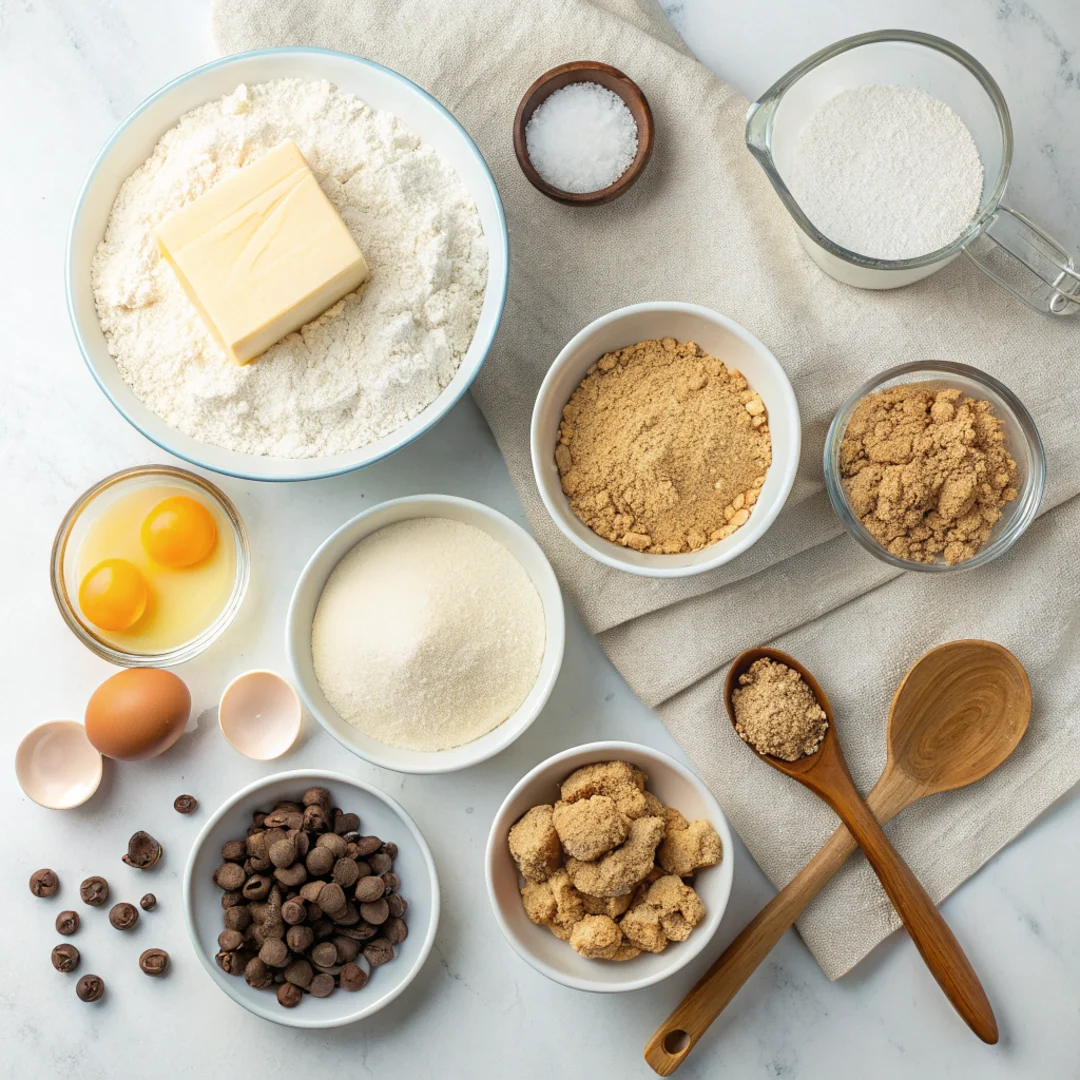 Ingredients for Chick-fil-A cookie recipe displayed on a kitchen counter