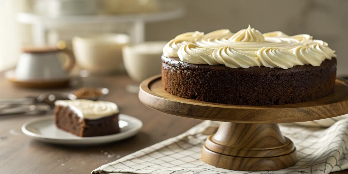 : Moist Chocolate Cake with Creamy Vanilla Icing