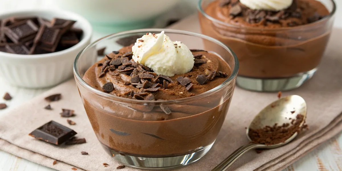 Rich chocolate and white chocolate mousse dessert