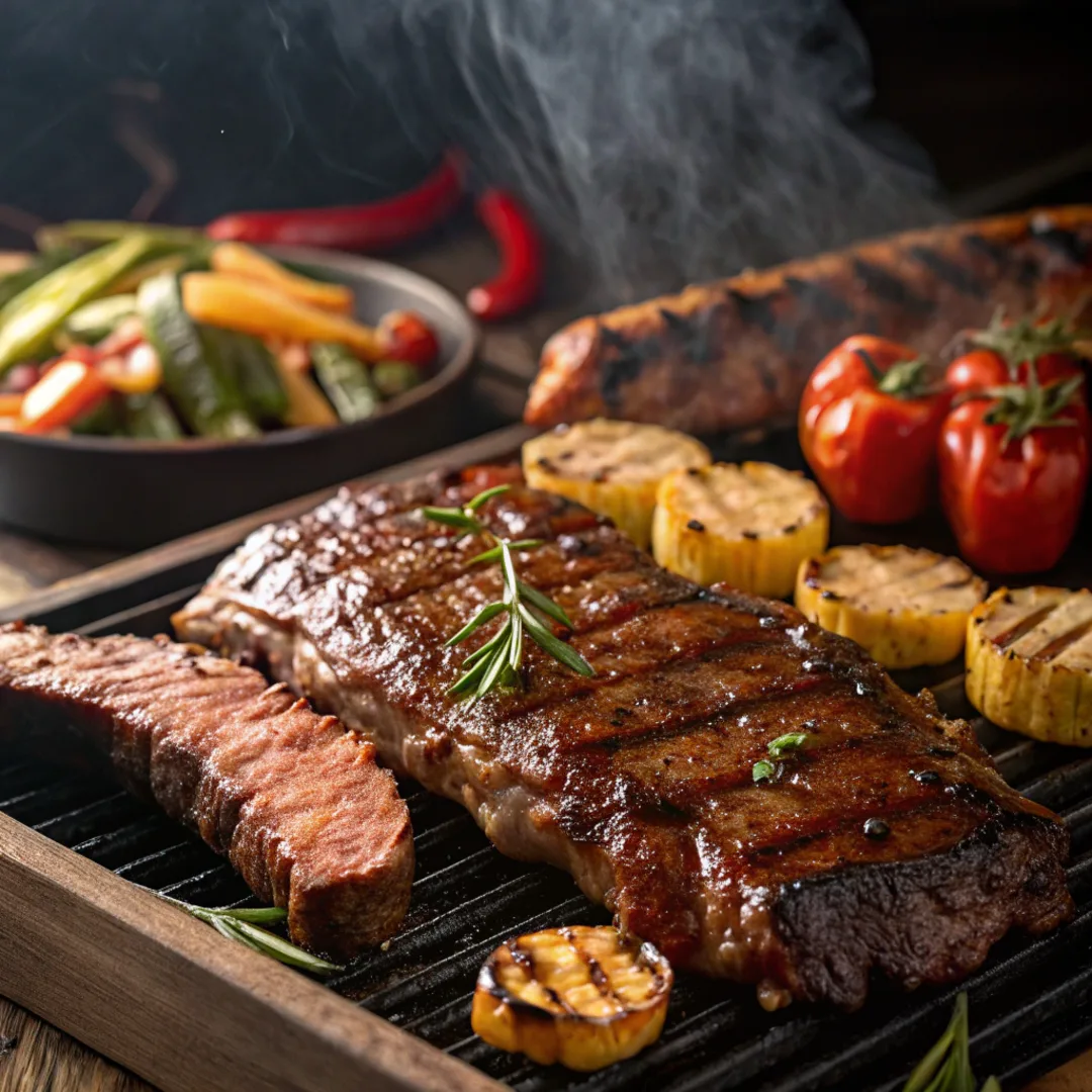 Best pellet grill recipes with sizzling ribs and steak on the grill.