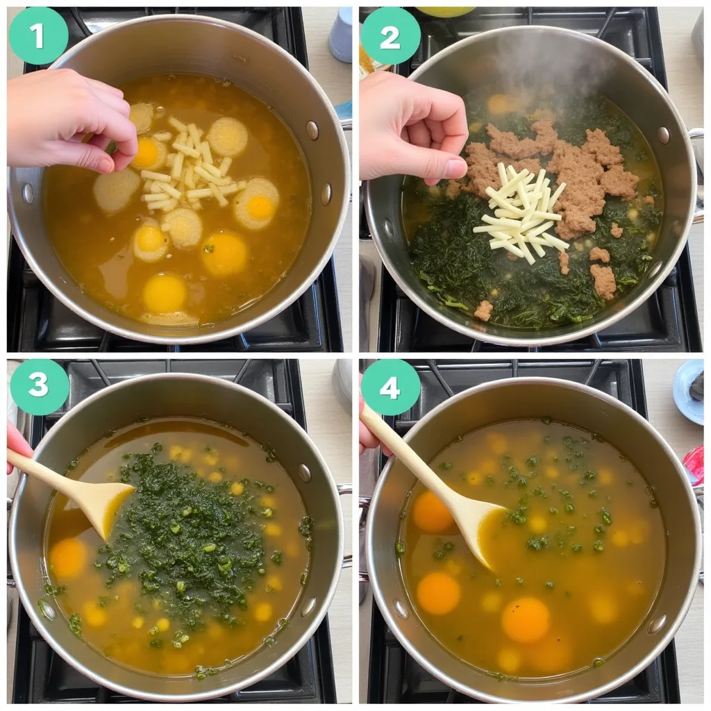 Cooking Korean seaweed soup (miyeok-guk) at home.