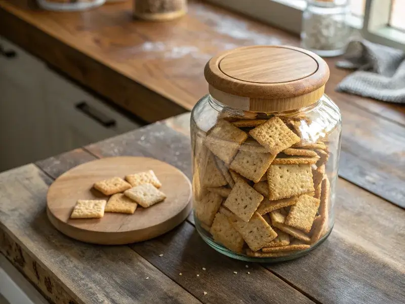 Storing homemade crackers in an airtight container