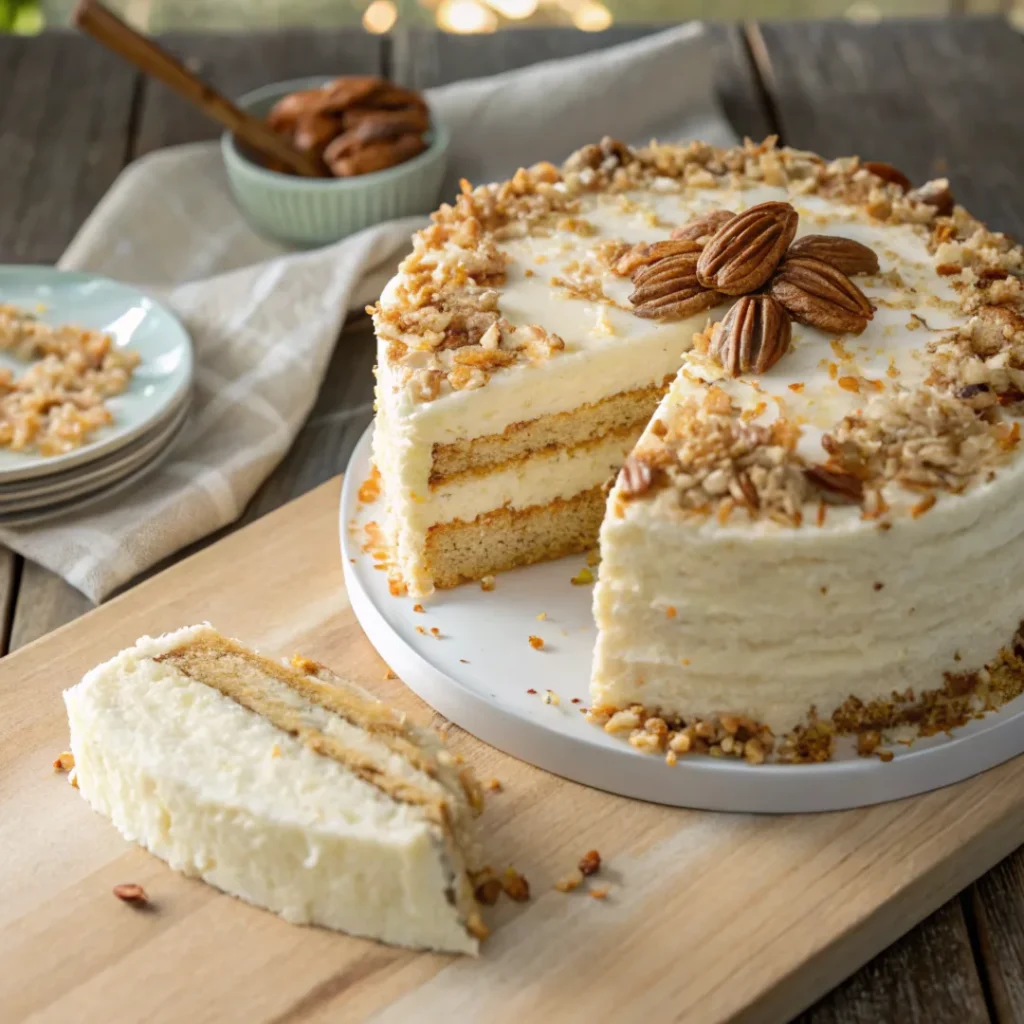 Italian Cream Cake Recipe with pecans and coconut