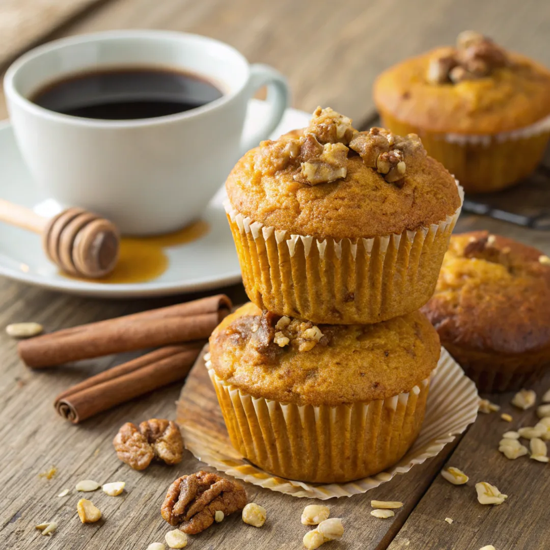 Moist and fluffy koginut squash muffins with walnuts