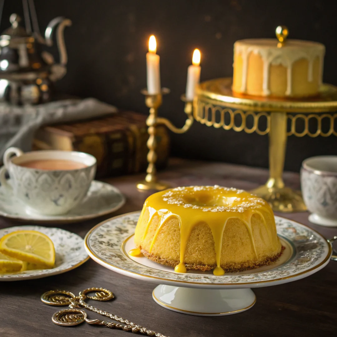 Elegant Lemon Cakes Great Gatsby Recipe served on vintage china.