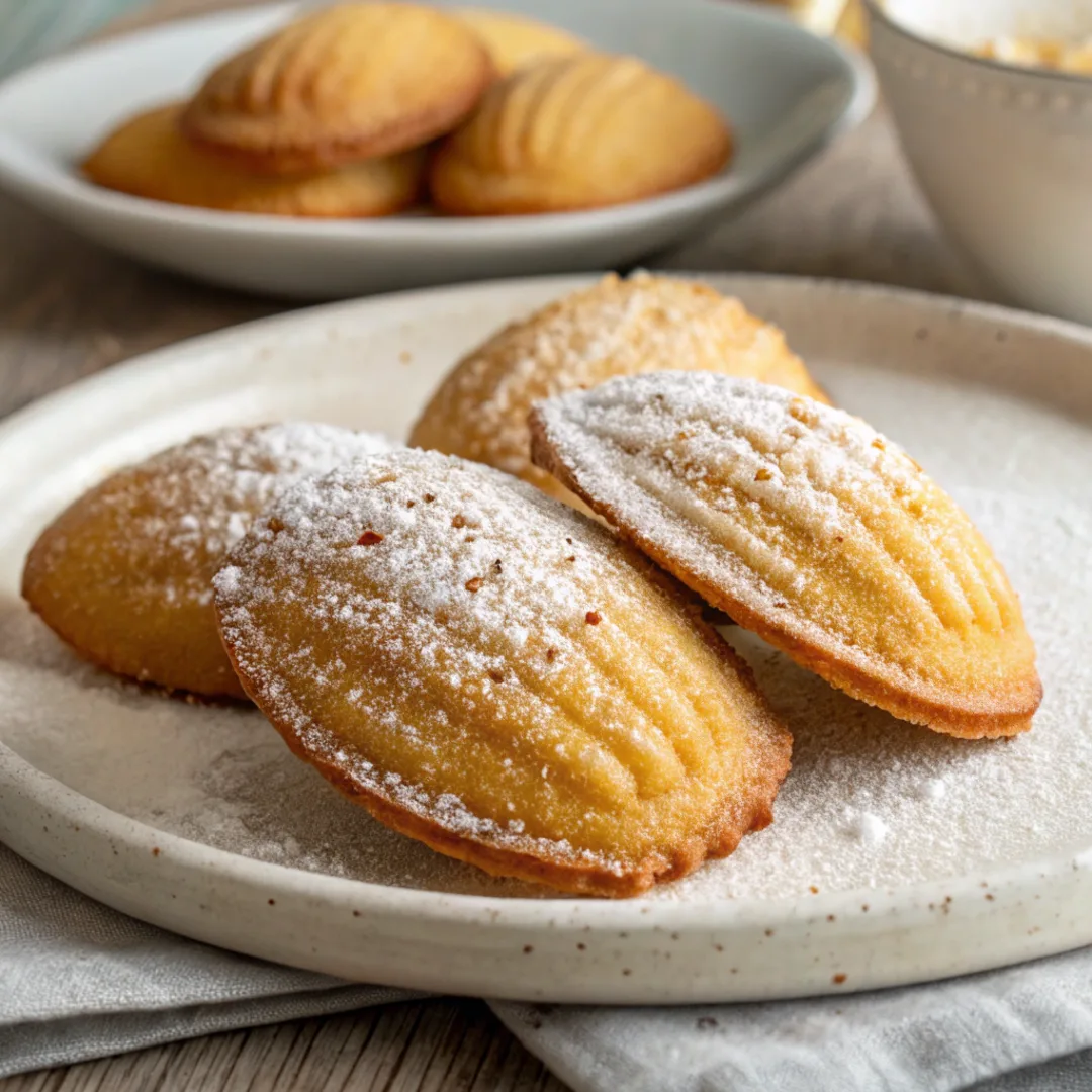 Freshly baked madeline cookies recipe using cream cake