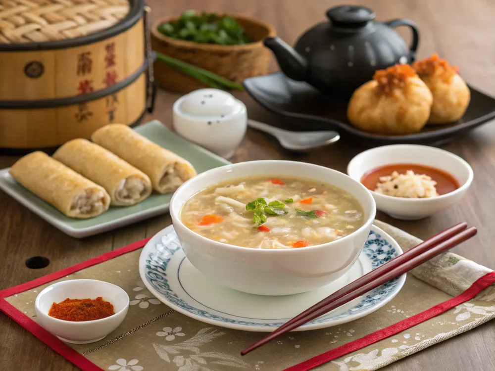 Sizzling Rice Soup Served with Traditional Side Dishes