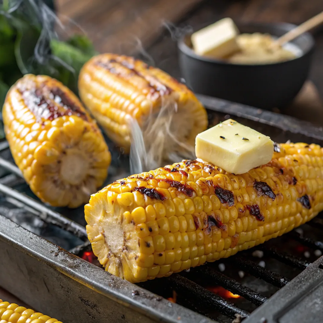 Smoked corn on the cob on a pellet smoker