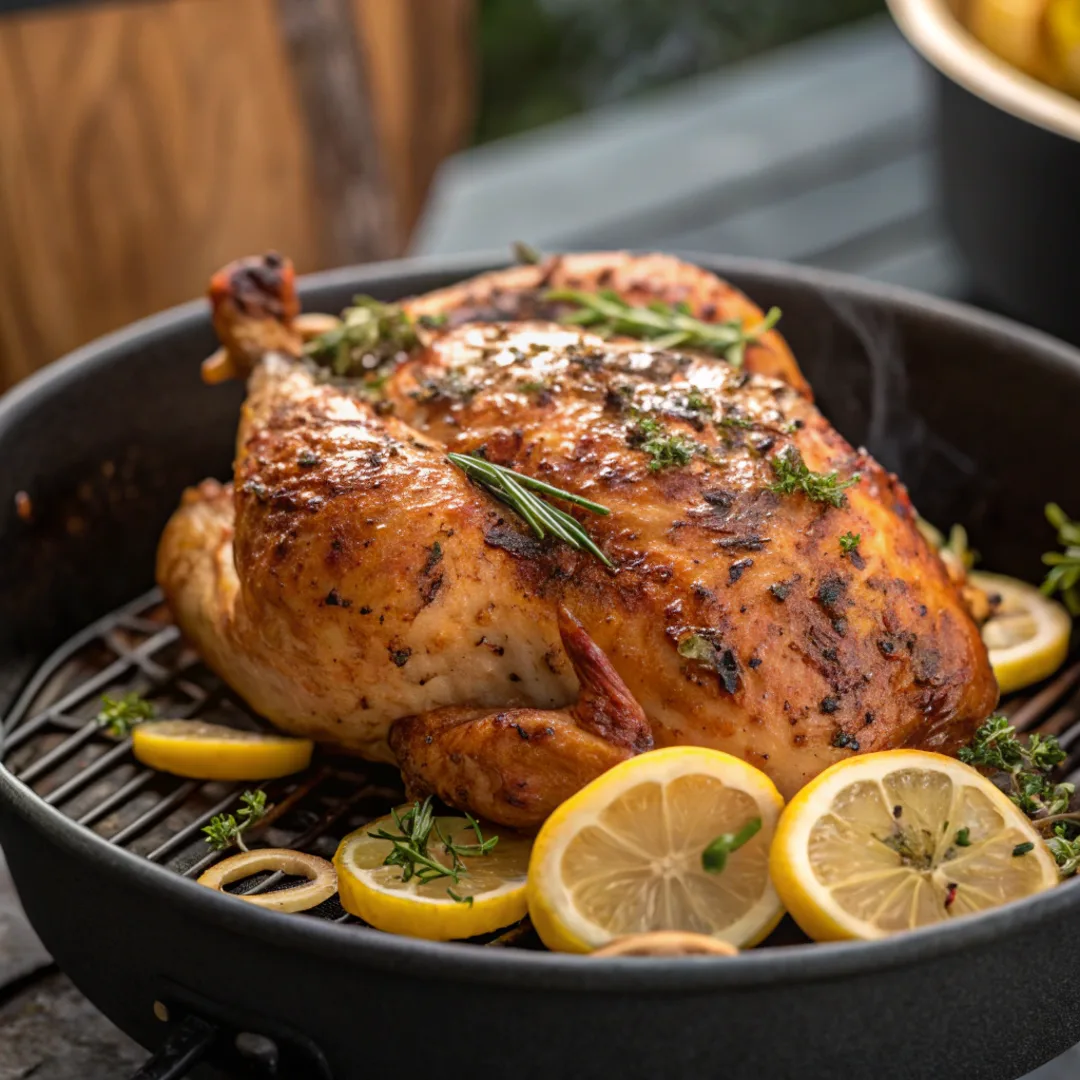 Smoked lemon herb chicken on a pellet smoker