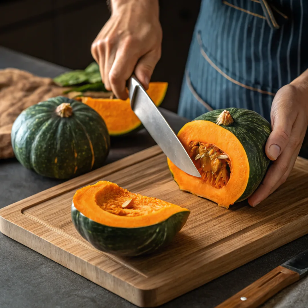 How to cut kabocha squash for soup