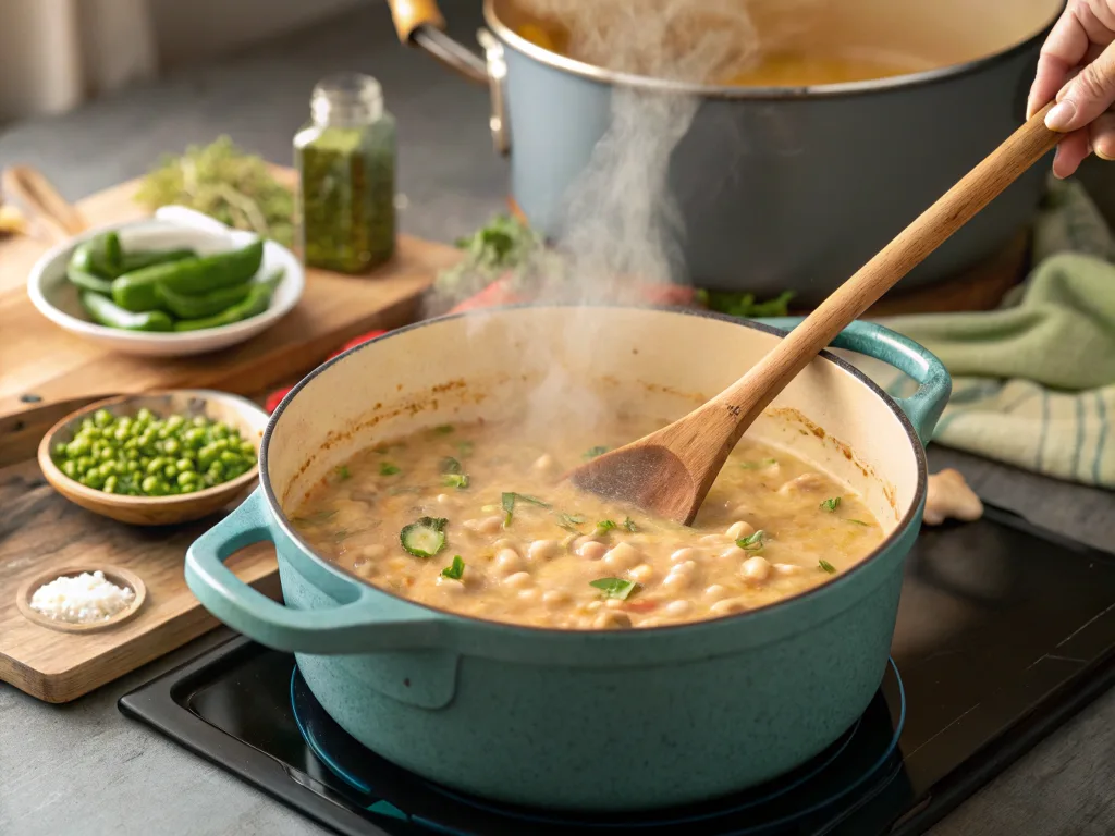 Vegan White Bean Chili Cooking Process