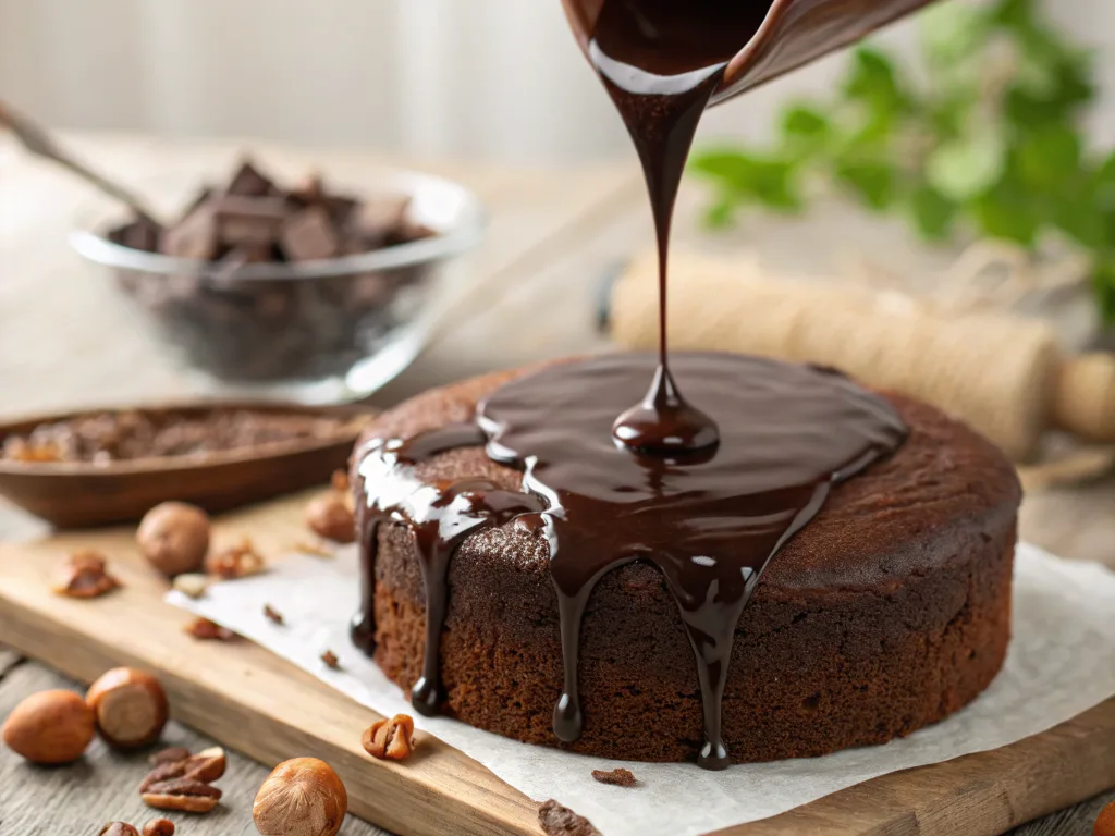 Chocolate Ganache Dripping Over Cake