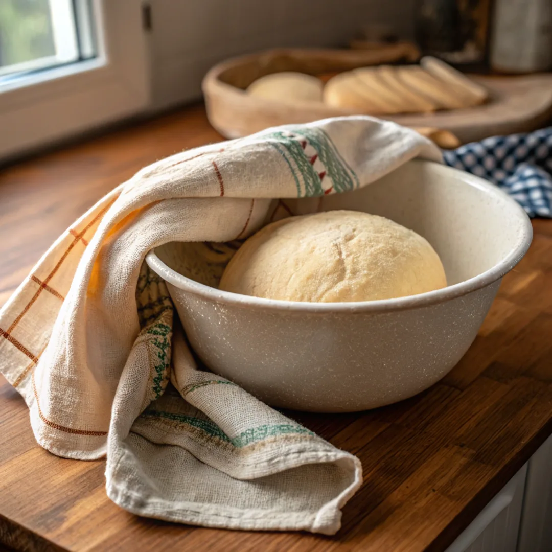 Vegan jalapeño cheese bread dough proofing