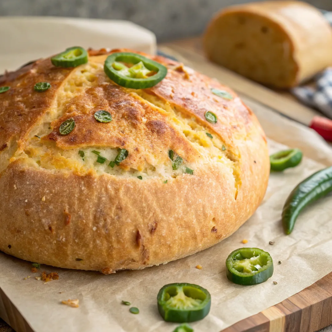 Vegan jalapeno cheese artisan bread recipe – crusty and cheesy loaf